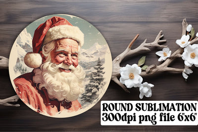 Christmas Retro Round Keychain Design Watercolor Sublimation afrosvg 