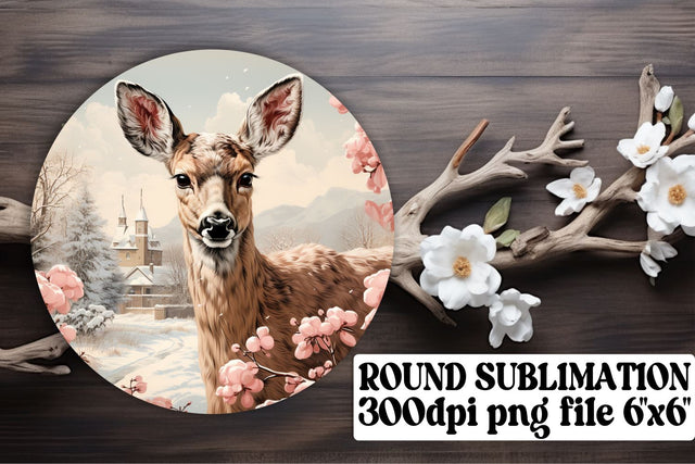 Christmas Retro Round Keychain Design Watercolor Sublimation afrosvg 