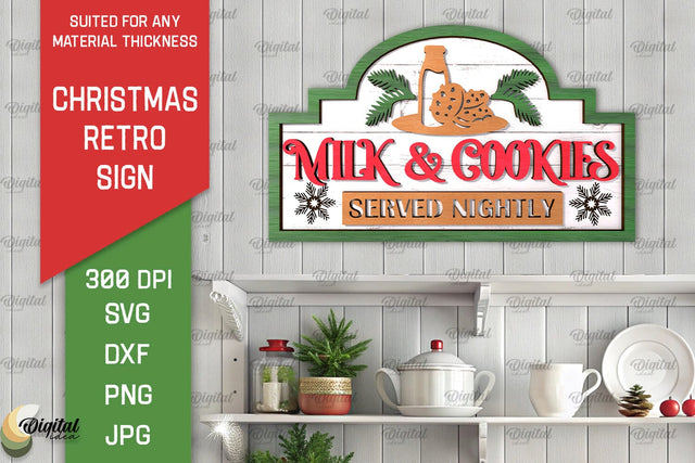 Christmas Retro Sign Laser Cut. Christmas Kitchen Decor SVG SVG Evgenyia Guschina 