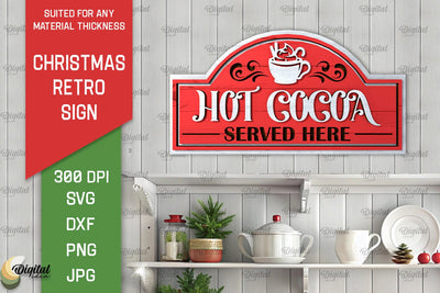 Christmas Retro Sign Laser Cut. Christmas Kitchen Decor SVG SVG Evgenyia Guschina 