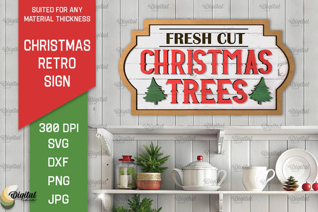 Christmas Retro Sign Laser Cut. Christmas Kitchen Decor SVG SVG Evgenyia Guschina 