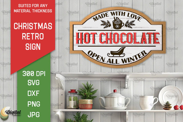 Christmas Retro Sign Laser Cut. Christmas Kitchen Decor SVG SVG Evgenyia Guschina 