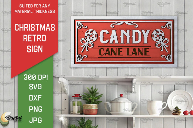 Christmas Retro Sign Laser Cut. Christmas Kitchen Decor SVG SVG Evgenyia Guschina 