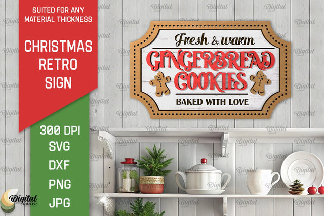 Christmas Retro Sign Laser Cut. Christmas Kitchen Decor SVG SVG Evgenyia Guschina 