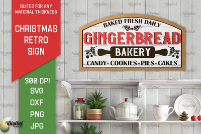Christmas Retro Sign Laser Cut. Christmas Kitchen Decor SVG SVG Evgenyia Guschina 