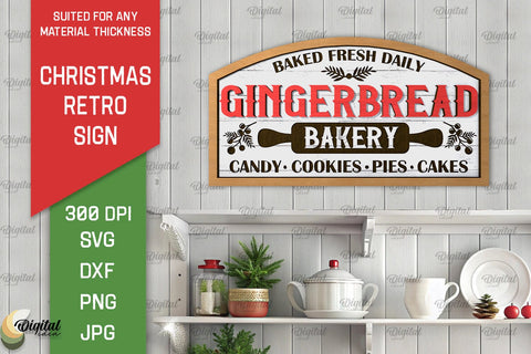 Christmas Retro Sign Laser Cut. Christmas Kitchen Decor SVG SVG Evgenyia Guschina 