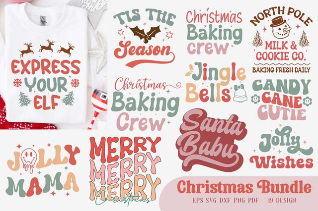 Christmas Retro SVG Design Bundle, Christmas Quotes T-shirt SVG FiveStarCrafting 