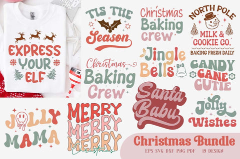 Christmas Retro SVG Design Bundle, Christmas Quotes T-shirt SVG FiveStarCrafting 