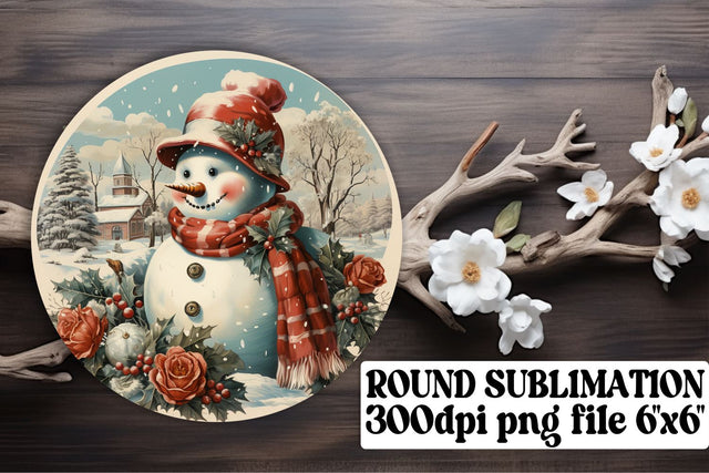 Christmas Retro Theme Keychain Round Design Watercolor Sublimation afrosvg 