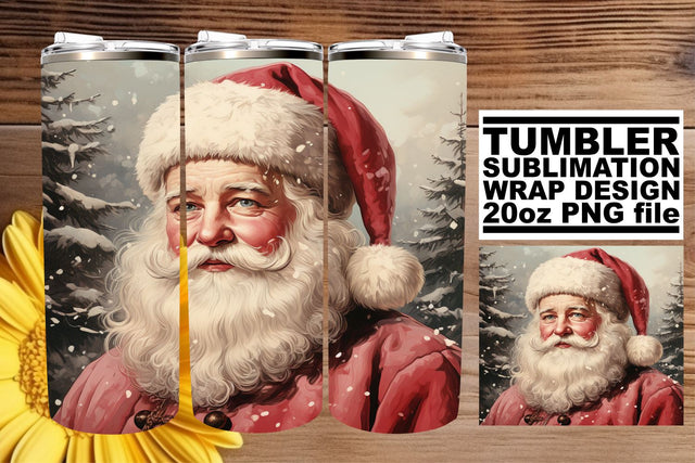 Christmas Retro Tumbler Wrap - Watercolor 20oz Sublimation Sublimation afrosvg 