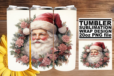 Christmas Retro Wrap Sublimation - Watercolor Tumbler 20oz Sublimation afrosvg 