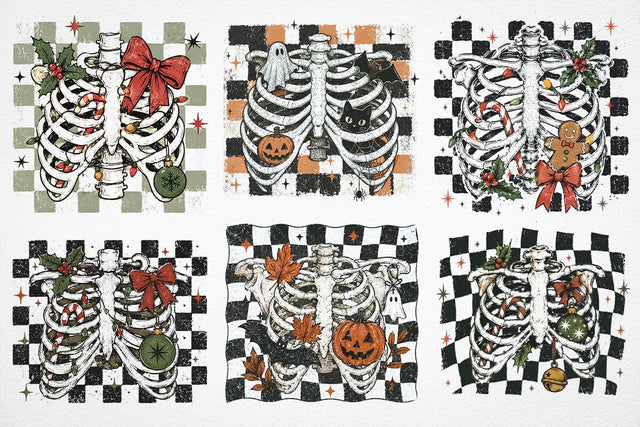 Christmas Rib Art PNG, Christmas Png, Skeleton Ribs PNG, Christmas checkered png, Christmas Sublimation, Halloween, Digital File Sublimation SVG DesignDestine 