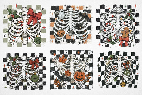 Christmas Rib Art PNG, Christmas Png, Skeleton Ribs PNG, Christmas checkered png, Christmas Sublimation, Halloween, Digital File Sublimation SVG DesignDestine 