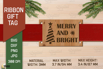 Christmas Ribbon Gift Tag. Merry And Bright SVG SVG Evgenyia Guschina 