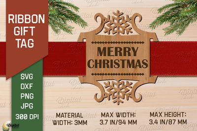 Christmas Ribbon Gift Tag. Merry Christmas SVG SVG Evgenyia Guschina 