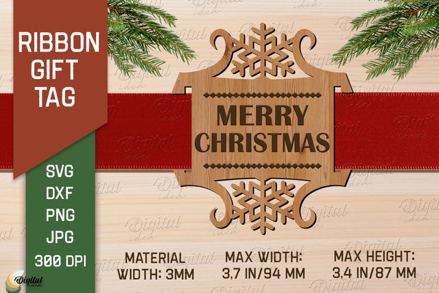 Christmas Ribbon Gift Tag. Merry Christmas SVG SVG Evgenyia Guschina 
