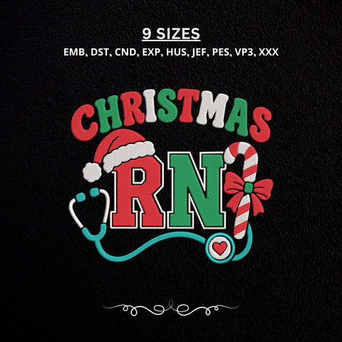 Christmas RN Embroidery Design – Registered Nurse Christmas Machine Embroidery File Embroidery/Applique DESIGNS PatternFeed8 