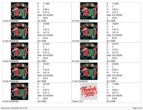 Christmas RN Embroidery Design – Registered Nurse Christmas Machine Embroidery File Embroidery/Applique DESIGNS PatternFeed8 