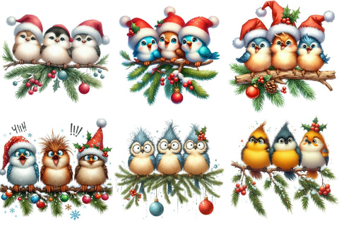 Christmas Robin Birds Clipart Bundle Sublimation designartist 