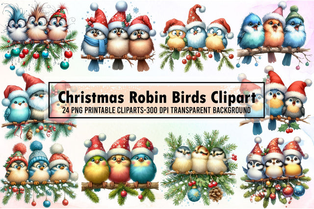 Christmas Robin Birds Clipart Bundle Sublimation designartist 