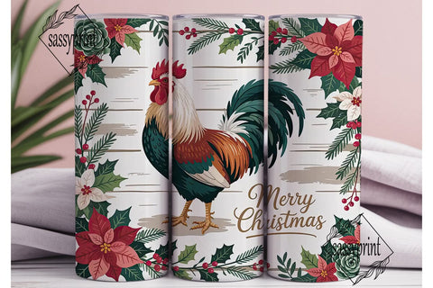 Christmas Rooster 20oz Tumbler Design Sublimation sassyprint 