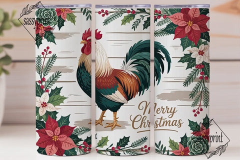 Christmas Rooster 20oz Tumbler Design Sublimation sassyprint 