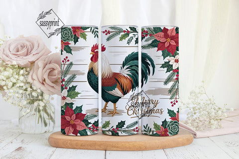 Christmas Rooster 20oz Tumbler Design Sublimation sassyprint 