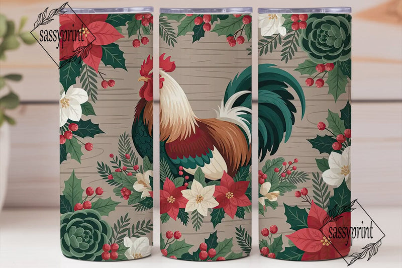 Christmas Rooster 20oz Tumbler Design Sublimation sassyprint 