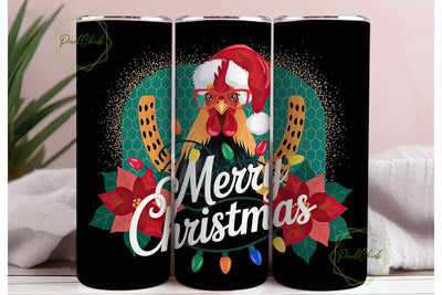 Christmas Rooster 20oz Tumbler Wrap Sublimation PixelChick 