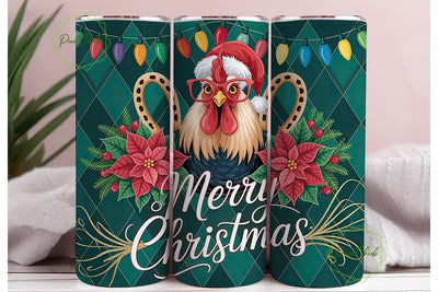 Christmas Rooster 20oz Tumbler Wrap Sublimation PixelChick 