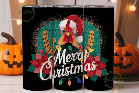 Christmas Rooster 20oz Tumbler Wrap Sublimation PixelChick 