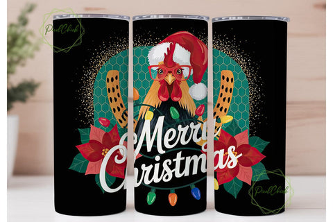 Christmas Rooster 20oz Tumbler Wrap Sublimation PixelChick 