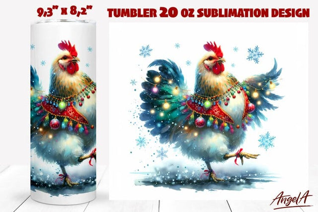 Christmas rooster tumbler wrap sublimation, farm animal Sublimation Angelina Semenova 