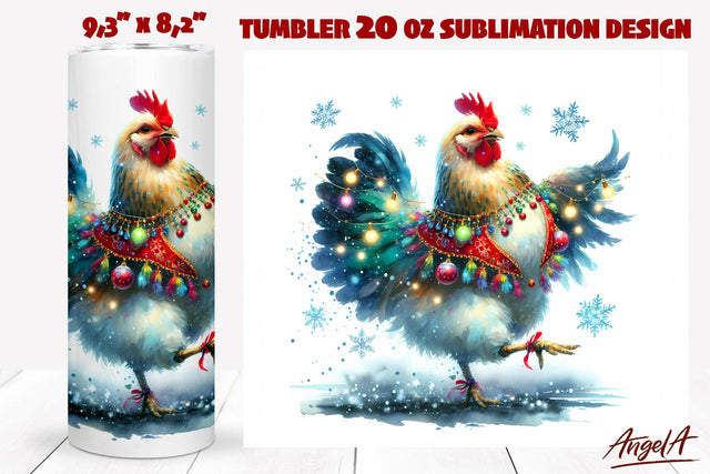 Christmas rooster tumbler wrap sublimation, farm animal Sublimation Angelina Semenova 