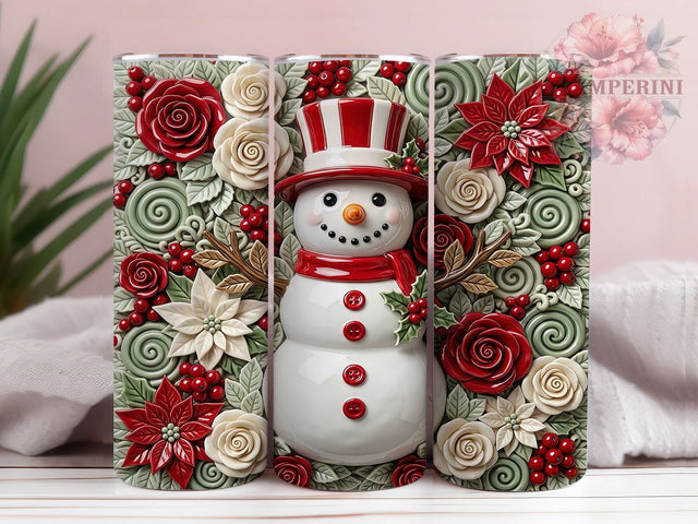 Christmas Rose Snowman 20oz Tumbler, Christmas Rose, Rose Snowman, Christmas Snowman, Snowman Tumbler, Rose Snowman PNG, 20oz Tumbler Wrap, Christmas Tumbler Sublimation Li Zamperini 