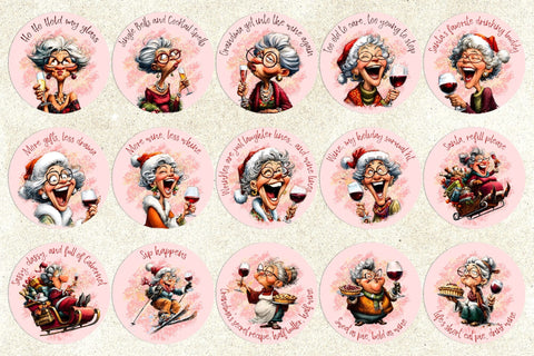 Christmas round coaster bundle Funny old lady sublimation Sublimation Angelina Semenova 