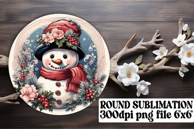 Christmas Round Design Keychain Retro Watercolor Holiday Sublimation afrosvg 