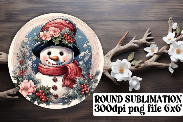 Christmas Round Design Keychain Retro Watercolor Holiday Sublimation afrosvg 