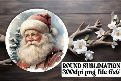 Christmas Round Design Keychain Sublimation Watercolor Sublimation afrosvg 