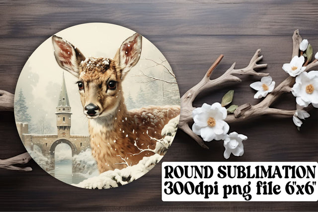 Christmas Round Design Keychain Sublimation Watercolor Sublimation afrosvg 