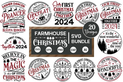 Christmas Round Ornament SVG Bundle, Christmas SVG Designs, SVGs, Food & Drink, Print & Cut, Quotes and Sayings SVG DesignPlante 503 