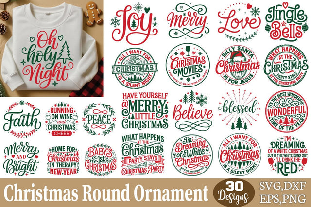 Christmas Round Ornament SVG Bundle SVG Angelina750 