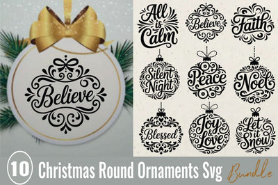 Christmas Round Ornaments Svg bundle SVG Angelina750 