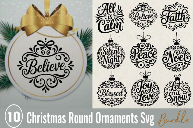 Christmas Round Ornaments Svg bundle SVG Angelina750 