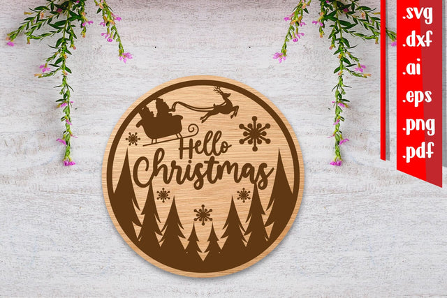 Christmas Round Sign 2|Hello Christmas SVG zafrans studio 