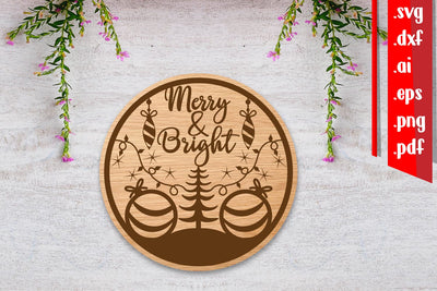 Christmas Round Sign 7 | Merry&Bright SVG zafrans studio 