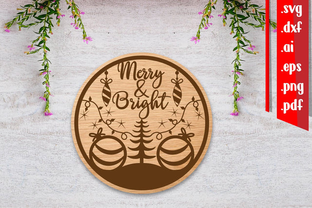 Christmas Round Sign 7 | Merry&Bright SVG zafrans studio 