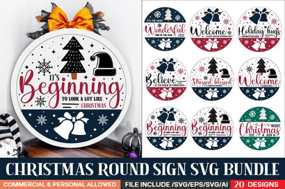 Christmas Round Sign Bundle/ farmhouse porch sign design,SVGs,Quotes and Sayings,Food & Drink,On Sale, Print & Cut SVG designmaster24 