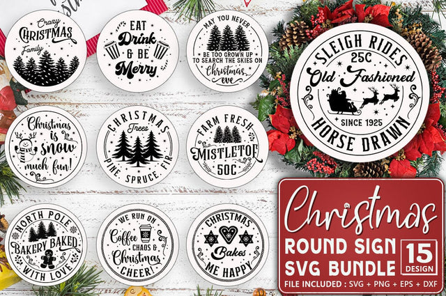 Christmas Round Sign Bundle SVG Shetara Begum 