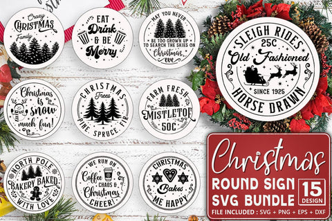 Christmas Round Sign Bundle SVG Shetara Begum 